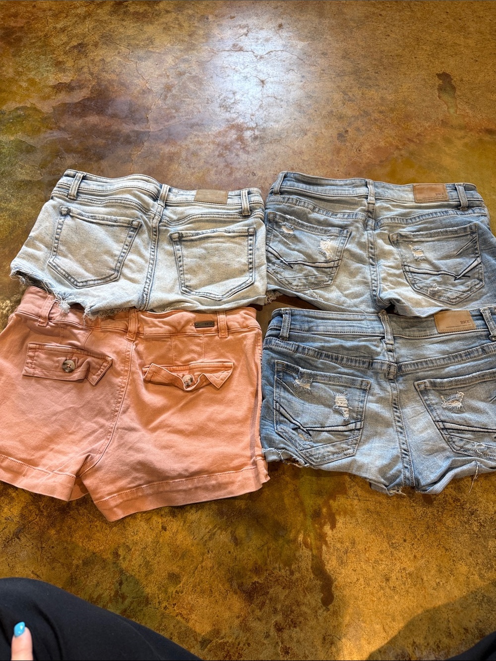BKE Women's Denim and Cotton Short Set - Light Blue Denim & Rose Pink - Picture 2 of 2
